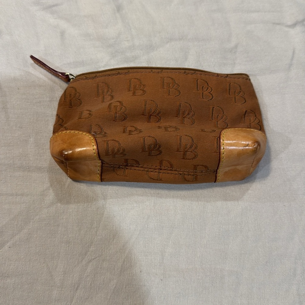 Dooney & Bourke Brown Leather and Fabric Cosmetic Bag - Picture 2 of 6